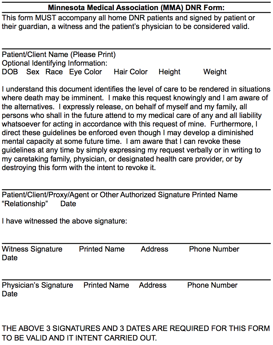 DNR Form